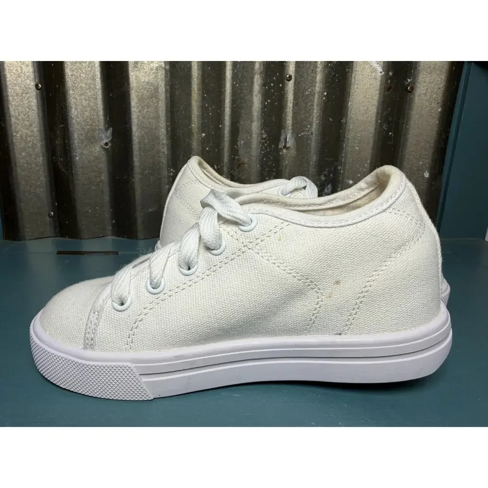 Heelys White Canvas Roller Skate Shoes Kids Size 13 HES10454 Wheels Sneakers